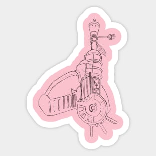 Zombie Ray Gun Blueprint Soft Pink Sticker